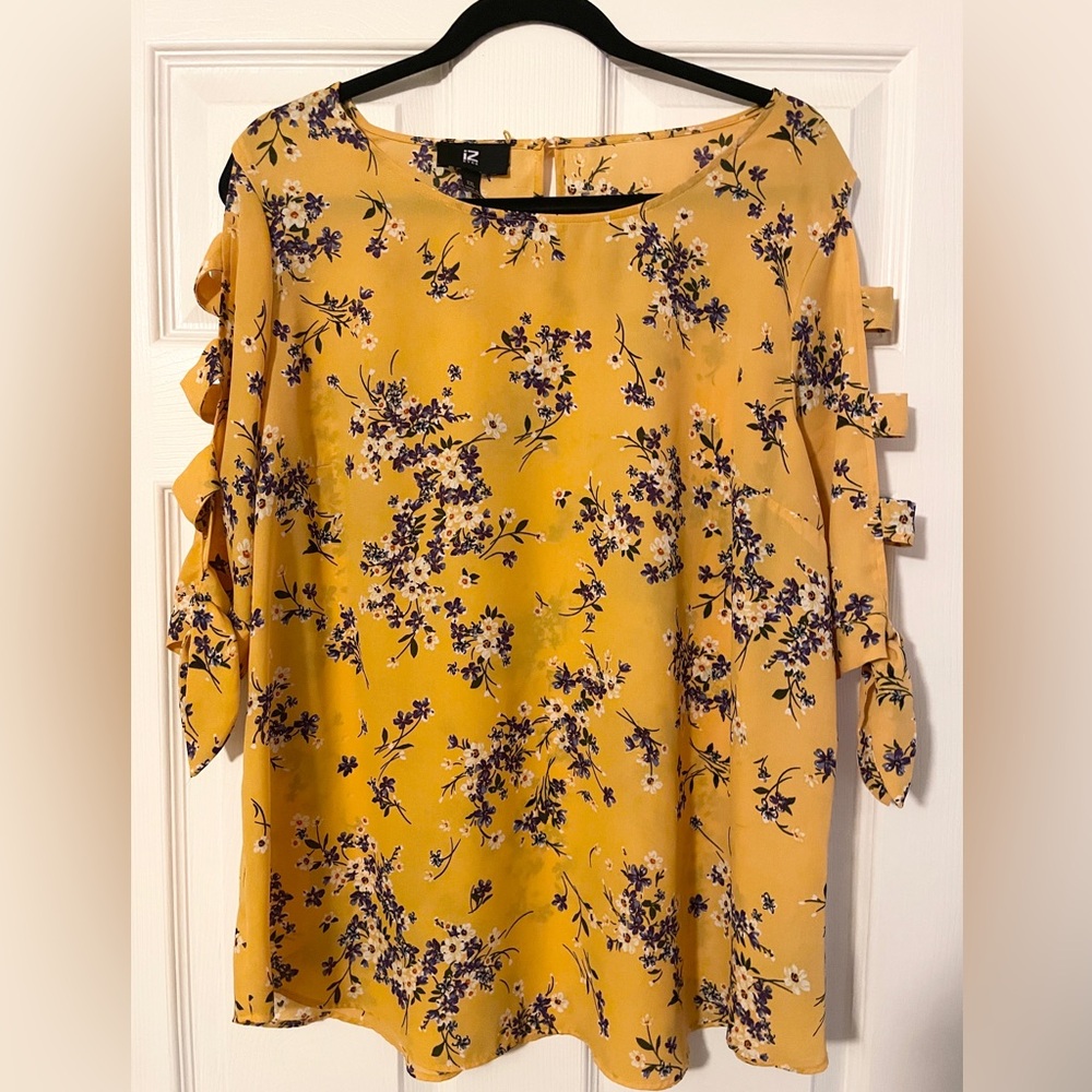 IZ BYER Floral Yellow Women's Top